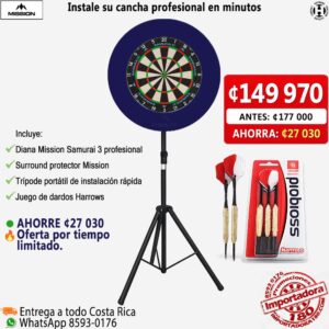 Combo Diana Mission Samurai 3-Tripode portátil-Surround (Protector de pared) 1 juego de dardos